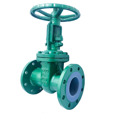 Válvula de puerta de esclusa de acero fundido PTFE revestida con brida manual Z41F46-16C para tratamiento de agua