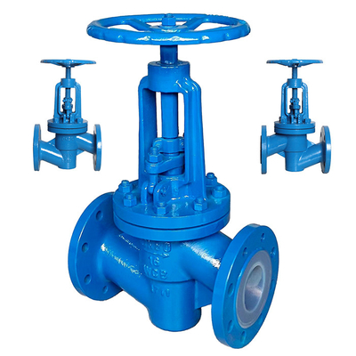 Válvula globular de acero fundido revestida con PTFE resistente a la corrosión J41F46-16C DN15-DN300