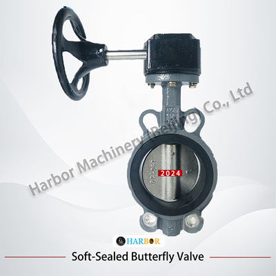 Medio de agua DN40-DN700 Turbina manual de acero fundido de sellado suave válvula mariposa D371X-16C