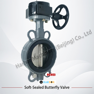 Medio de agua DN40-DN700 Turbina manual de acero fundido de sellado suave válvula mariposa D371X-16C