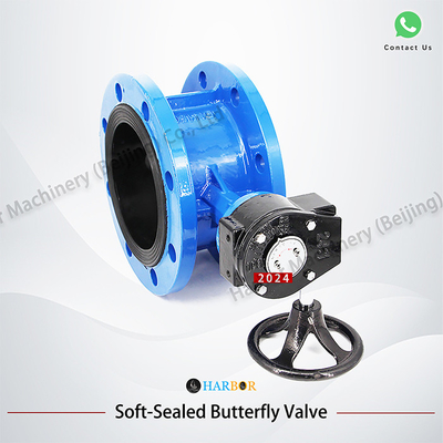 DN40-DN1200 Conexión manual de la brida Válvula de mariposa de hierro dúctil de turbina para beneficio