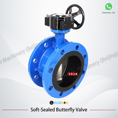 DN40-DN1200 Conexión manual de la brida Válvula de mariposa de hierro dúctil de turbina para beneficio