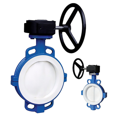 Válvula de mariposa de wafer de turbina con revestimiento de PTFE D371F46-16C con resistencia al ácido y alcalino