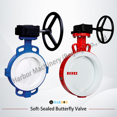 Válvula de mariposa de wafer de turbina con revestimiento de PTFE D371F46-16C con resistencia al ácido y alcalino