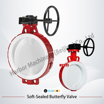 Válvula de mariposa de wafer de turbina con revestimiento de PTFE D371F46-16C con resistencia al ácido y alcalino