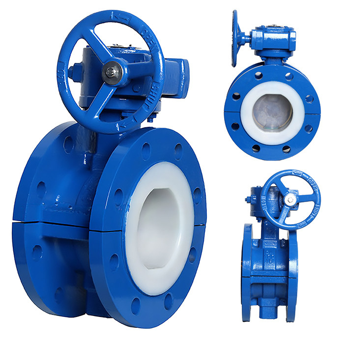 Válvula de mariposa de acero fundido totalmente revestida con PTFE D341F46-16C para industrial